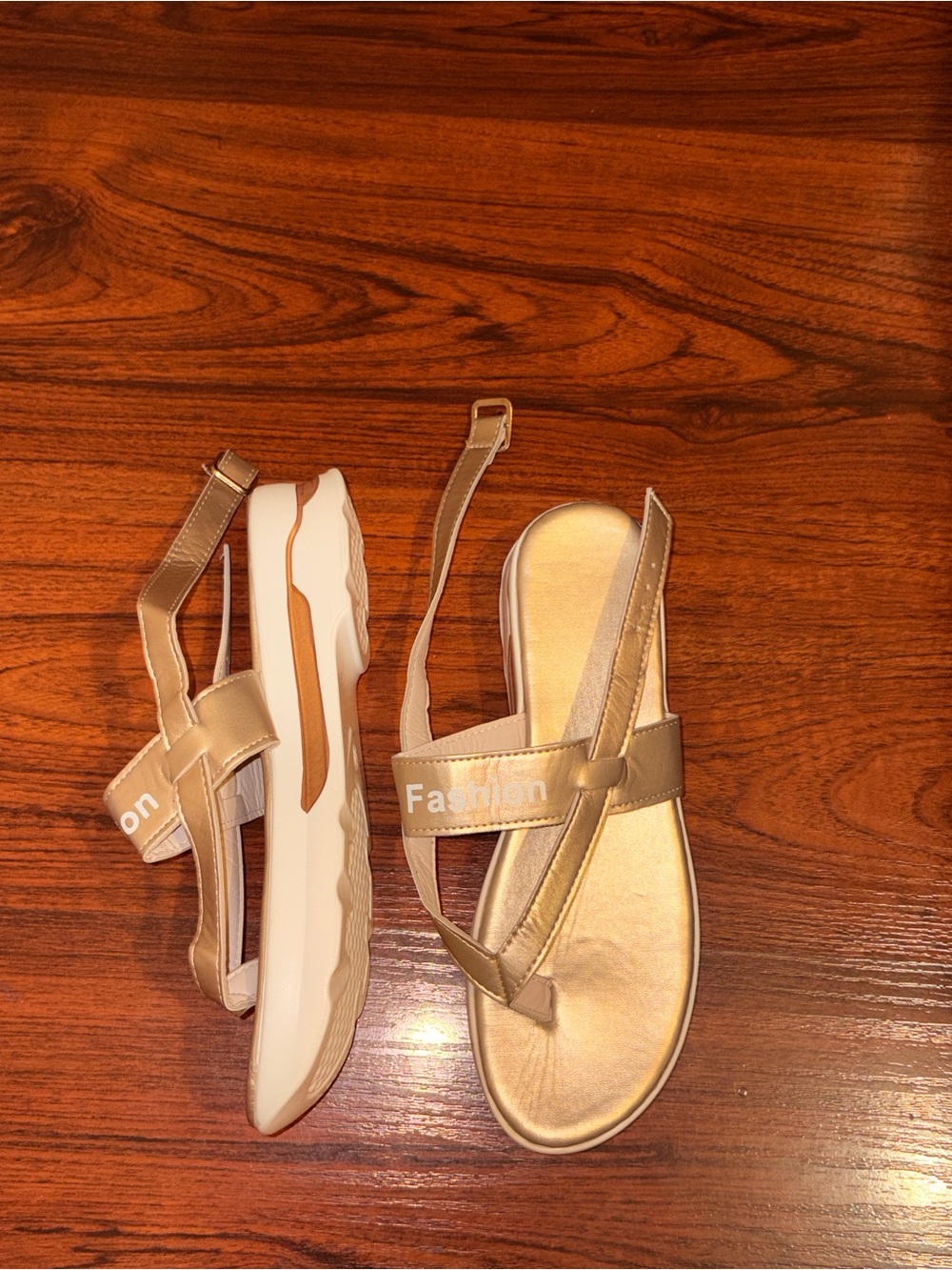 Metallic Gold Slingback Sandals for Women